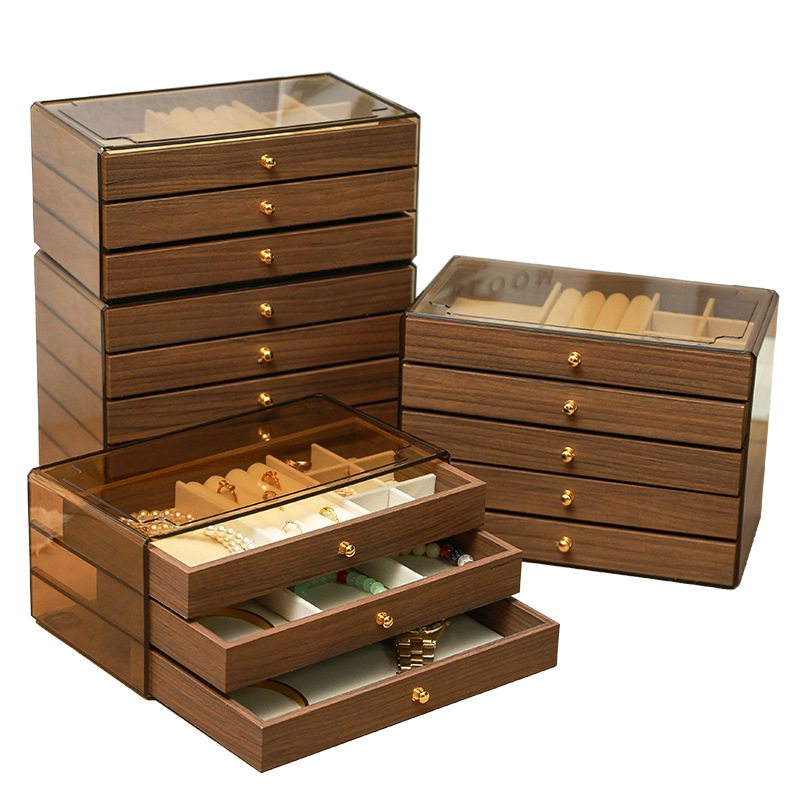 Desktop Jewelry Storage Box Dust-Proof Large-Capacity Drawer-Type Ring, Earring, Necklace, Hand Jewelry, Jewelry Box in Stock - Image 3