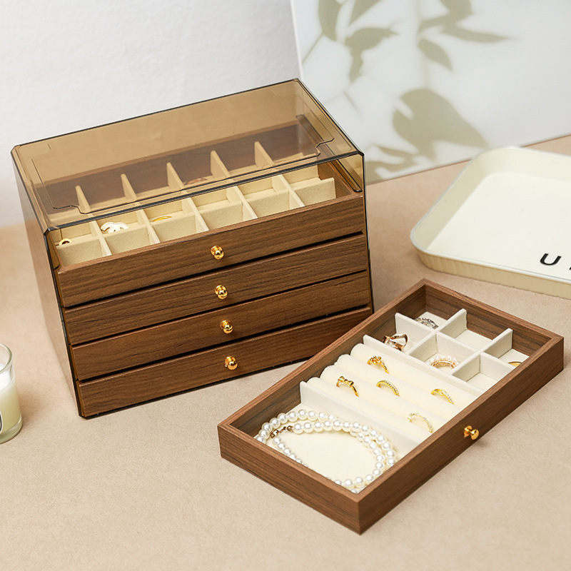Desktop Jewelry Storage Box Dust-Proof Large-Capacity Drawer-Type Ring, Earring, Necklace, Hand Jewelry, Jewelry Box in Stock - Image 2