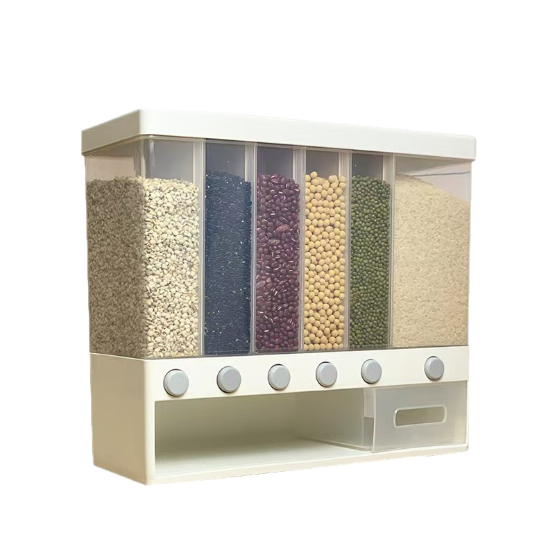 6-Compartment Household Rice Container with One-Touch Press for Sorting Grains, Insect-Proof, Moisture-Proof, and Sealed Food Storage - Image 4